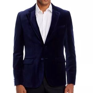 BOSS HUGO BOSS Men’s Arti slim fit navy velvet dinner jacket size 38R